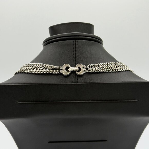 Vintage Silver Tone Tassel Necklace Fringe Pendant - Picture 6 of 9